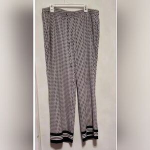 NWOT-Talbots Geometric Black & White Patern Pants L-Size 16